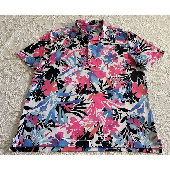 Chubbies The Bloom Slammer Performance Polo Colorful Floral Mens Large - Picture 9 of 12